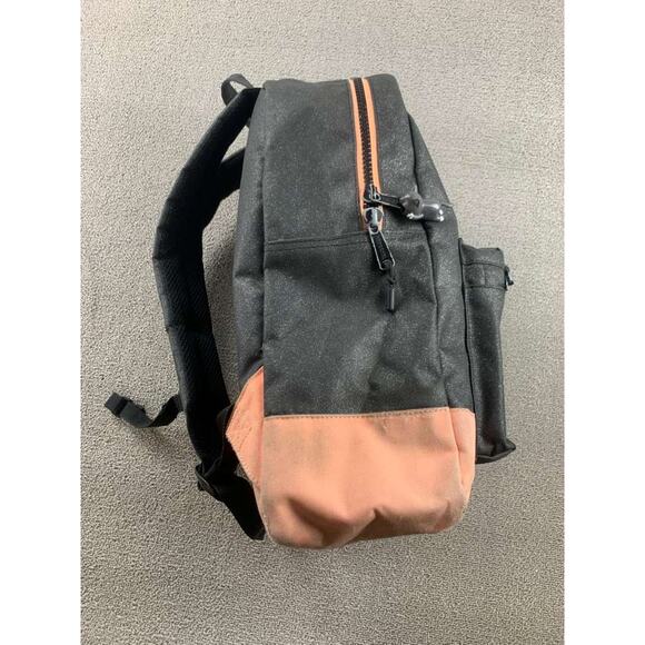 Herschel Backpack Unisex Black Pink Logo Patch Pocket Multi Pocket Zip Closure - Picture 7 of 10